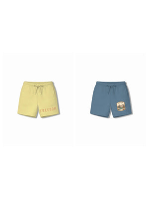 Bambify Kids Bottom 2 Piece Set Born to Ride & Urban Style Yellow & Dusty Blue 3-4 Years bamboo cotton kids clothing India