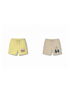 Bambify Kids Bottom 2 Piece Set Urban Style & Animal World Yellow & Beige 5-6 Years bamboo cotton kids clothing India