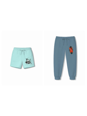 Bambify Kids Bottom 2 Piece Set Super Fast & BMX Racing Light Blue & Dusty Blue 7-8 Years bamboo cotton kids clothing India