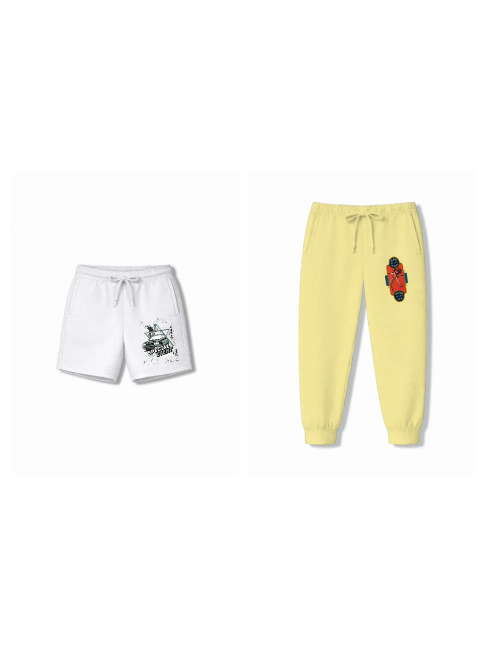 Bambify Kids Bottom 2 Piece Set Super Fast & BMX Racing White & Yellow 7-8 Years bamboo cotton kids clothing India