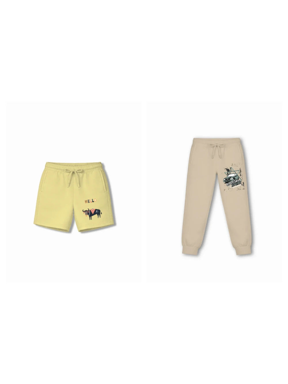 Eurasia Yellow & Dusty Blue Drop Shoulder T-shirt & Shorts Set Size 7-8 Years Bamboo Cotton ‚ Bambify India