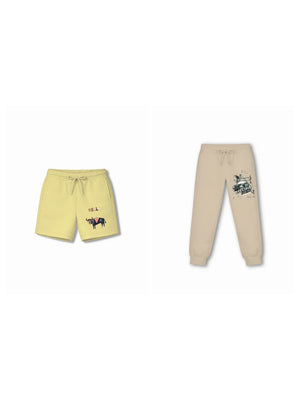 Eurasia Yellow & Dusty Blue Drop Shoulder T-shirt & Shorts Set Size 7-8 Years Bamboo Cotton ‚ Bambify India