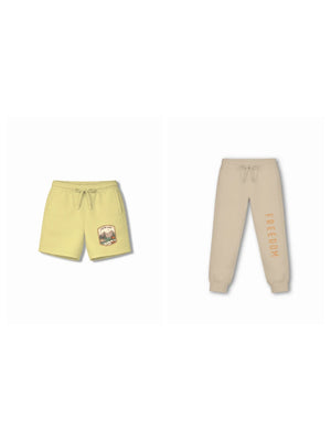 Bambify Kids Bottom 2 Piece Set Urban Style & Born to Ride Yellow & Beige 5-6 Years bamboo cotton kids clothing India