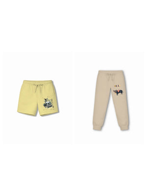 Super Fast Yellow & Dusty Blue Oversized T-shirt & Shorts Set Size 7-8 Years Bamboo Cotton ‚ Bambify India