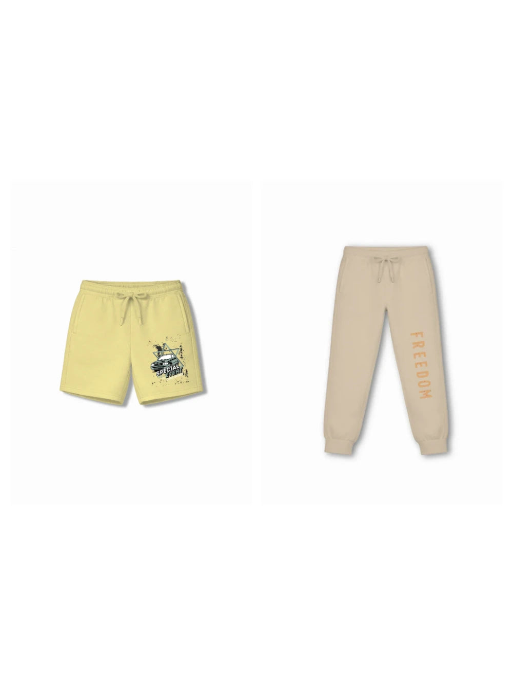 Super Fast Yellow & Dusty Blue Oversized T-shirt & Shorts Set Size 7-8 Years Bamboo Cotton ‚ Bambify India