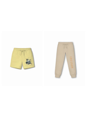 Super Fast Yellow & Dusty Blue Oversized T-shirt & Shorts Set Size 7-8 Years Bamboo Cotton ‚ Bambify India