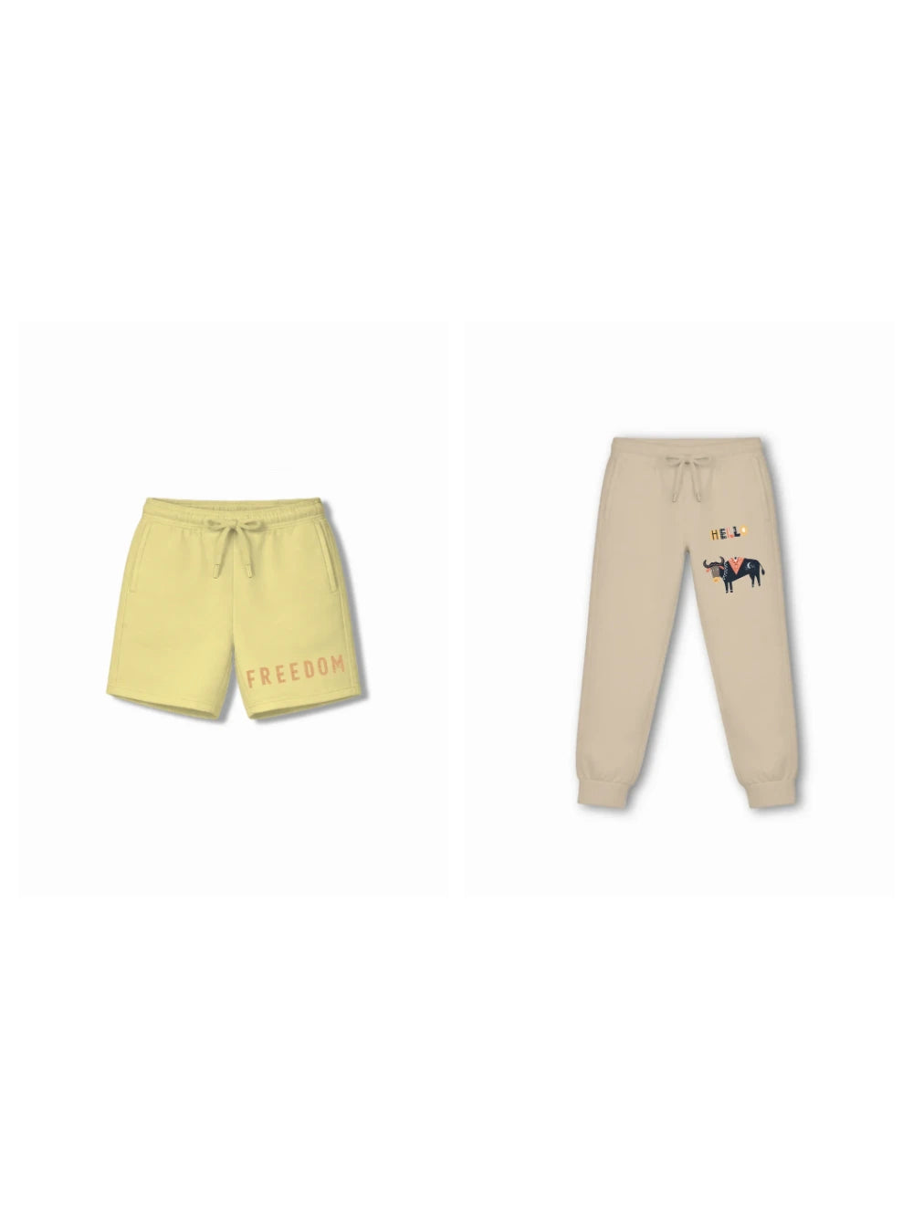 Bambify Kids Bottom 2 Piece Set Born to Ride & Eurasia Yellow & Beige 11-12 Years bamboo cotton kids clothing India