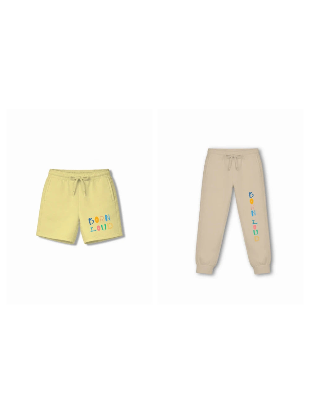 Bambify Kids Bottom 2 Piece Set Noise (Shorts with Belt) & Noise (Track with Belt) Yellow & Beige 5-6 Years bamboo cotton kids clothing India