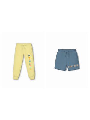 Bambify Kids Bottom 2 Piece Set Noise & Born to Ride Yellow & Dusty Blue 11-12 Years bamboo cotton kids clothing India
