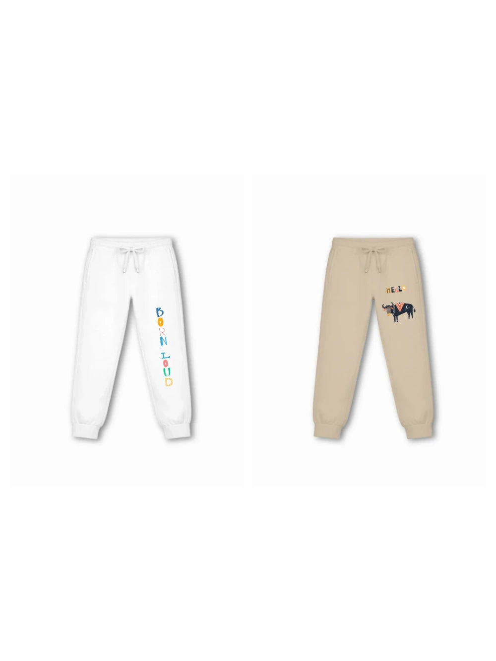 Noise Beige & White Kids Tracks Set Size 7-8 Years Bamboo Cotton ‚ Bambify India