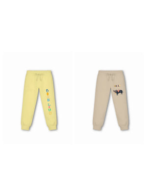 Bambify Kids Bottom 2 Piece Set Noise & Eurasia Yellow & Beige 5-6 Years bamboo cotton kids clothing India