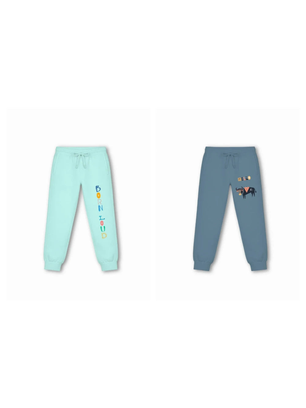 Bambify Kids Bottom 2 Piece Set Noise & Eurasia Light Blue & Dusty Blue 9-10 Years bamboo cotton kids clothing India