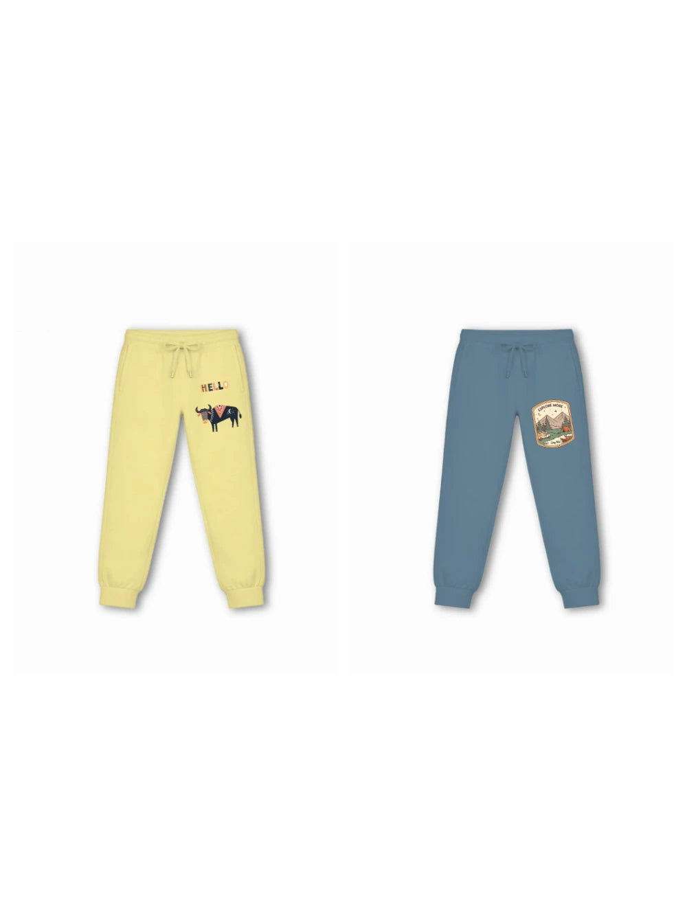 Bambify Kids Bottom 2 Piece Set Eurasia & Urban Style Yellow & Dusty Blue 3-4 Years bamboo cotton kids clothing India