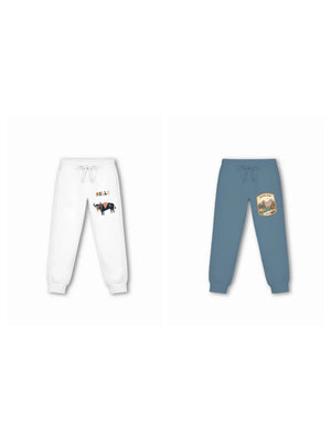 Eurasia Beige & White Kids Tracks Set Size 7-8 Years Bamboo Cotton ‚ Bambify India
