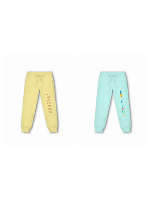 Bambify Kids Bottom 2 Piece Set Born to Ride & Noise Yellow & Dusty Blue 5-6 Years bamboo cotton kids clothing India