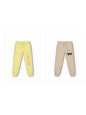 Bambify Kids Bottom 2 Piece Set Born to Ride & Eurasia Yellow & Beige 7-8 Years bamboo cotton kids clothing India