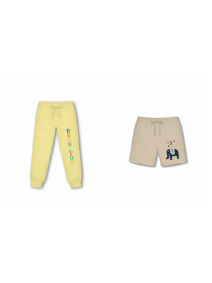 Bambify Kids Bottom 2 Piece Set Noise & Animal World Yellow & Beige 5-6 Years bamboo cotton kids clothing India