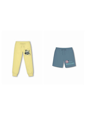 Bambify Kids Bottom 2 Piece Set Super Fast & F1 Racing Yellow & Dusty Blue 3-4 Years bamboo cotton kids clothing India