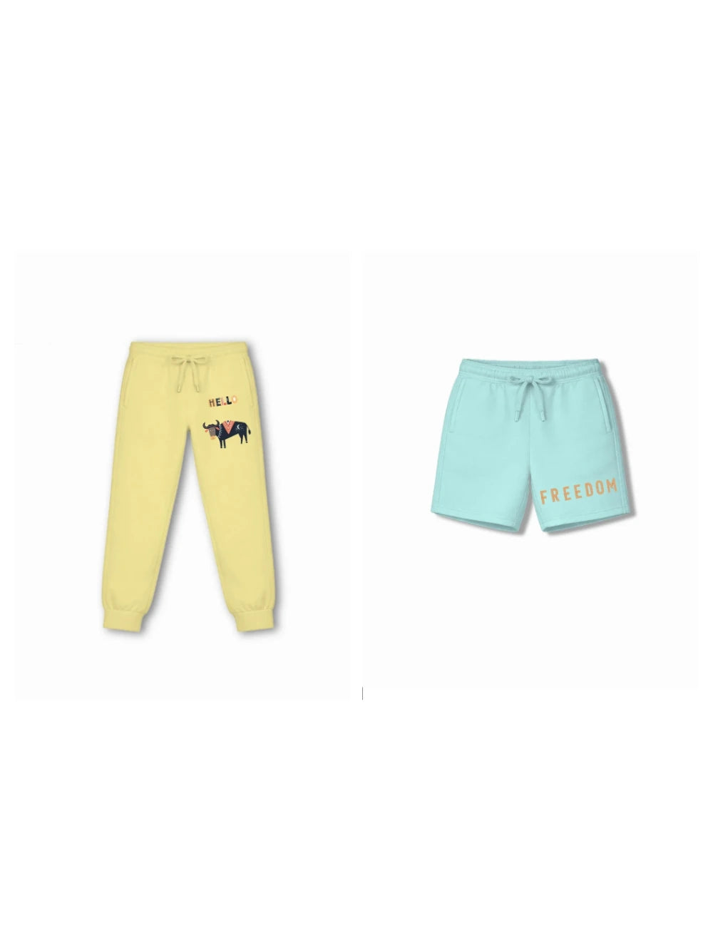 Bambify Kids Bottom 2 Piece Set Eurasia & Born to Ride Yellow & Light Blue 11-12 Years bamboo cotton kids clothing India