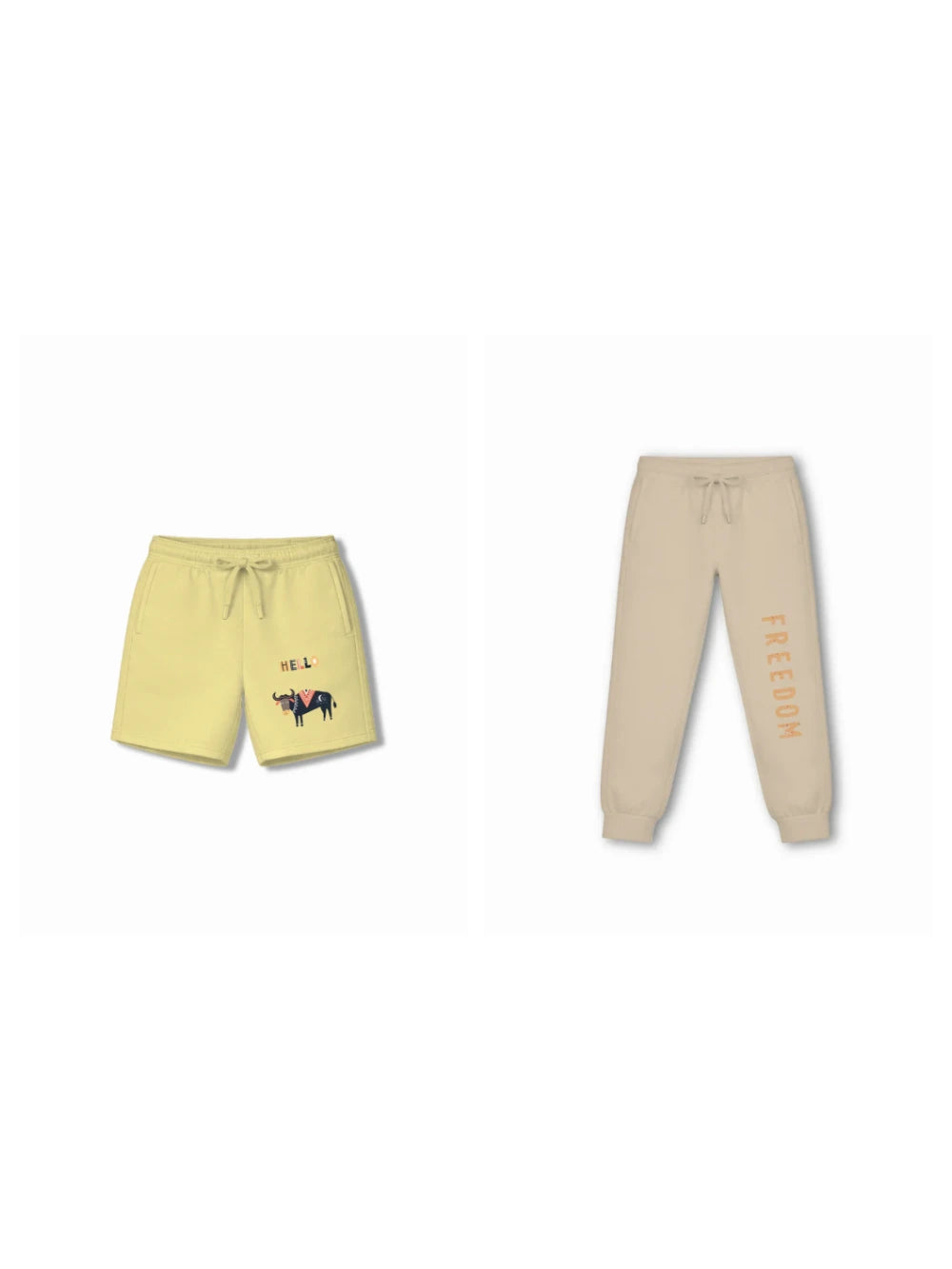 Bambify Kids Bottom 2 Piece Set Eurasia & Born to Ride Yellow & Beige 5-6 Years bamboo cotton kids clothing India