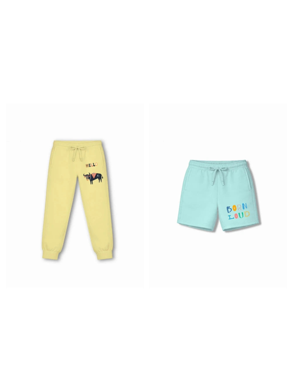 Bambify Kids Bottom 2 Piece Set Eurasia & Noise Yellow & Light Blue 9-10 Years bamboo cotton kids clothing India
