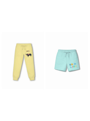 Bambify Kids Bottom 2 Piece Set Eurasia & Noise Yellow & Light Blue 9-10 Years bamboo cotton kids clothing India