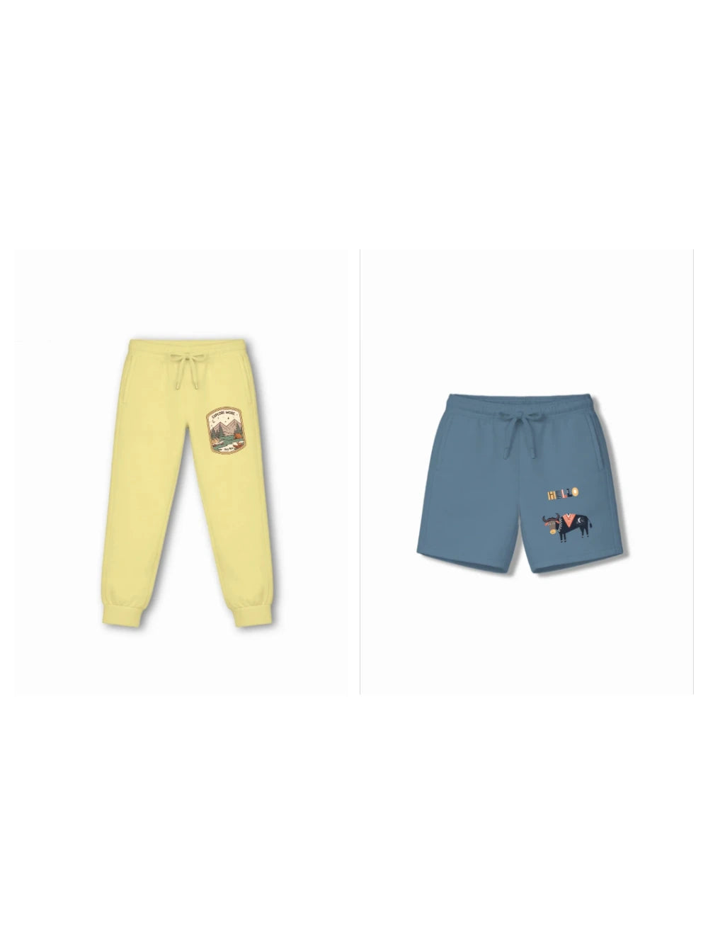 Bambify Kids Bottom 2 Piece Set Urban Style & Eurasia Yellow & Dusty Blue 3-4 Years bamboo cotton kids clothing India
