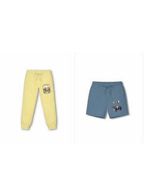 Bambify Kids Bottom 2 Piece Set Urban Style & Eurasia Yellow & Dusty Blue 3-4 Years bamboo cotton kids clothing India