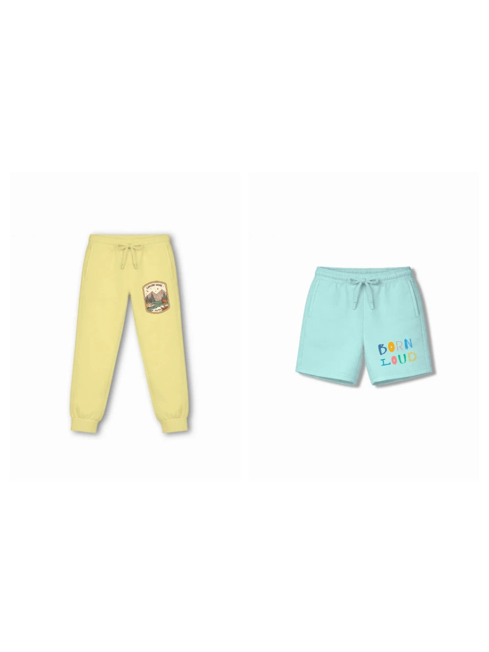 Bambify Kids Bottom 2 Piece Set Urban Style & Noise Yellow & Light Blue 9-10 Years bamboo cotton kids clothing India