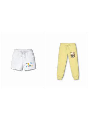 Noise Beige & White Drop Shoulder Shorts Set Size 9-10 Years Bamboo Cotton ‚ Bambify India