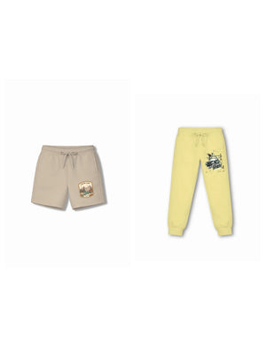 Bambify Kids Bottom 2 Piece Set Super Fast & Urban Style Yellow & Beige 7-8 Years bamboo cotton kids clothing India
