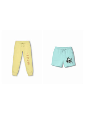 Bambify Kids Bottom 2 Piece Set Born to Ride & Super Fast Yellow & Light Blue 5-6 Years bamboo cotton kids clothing India