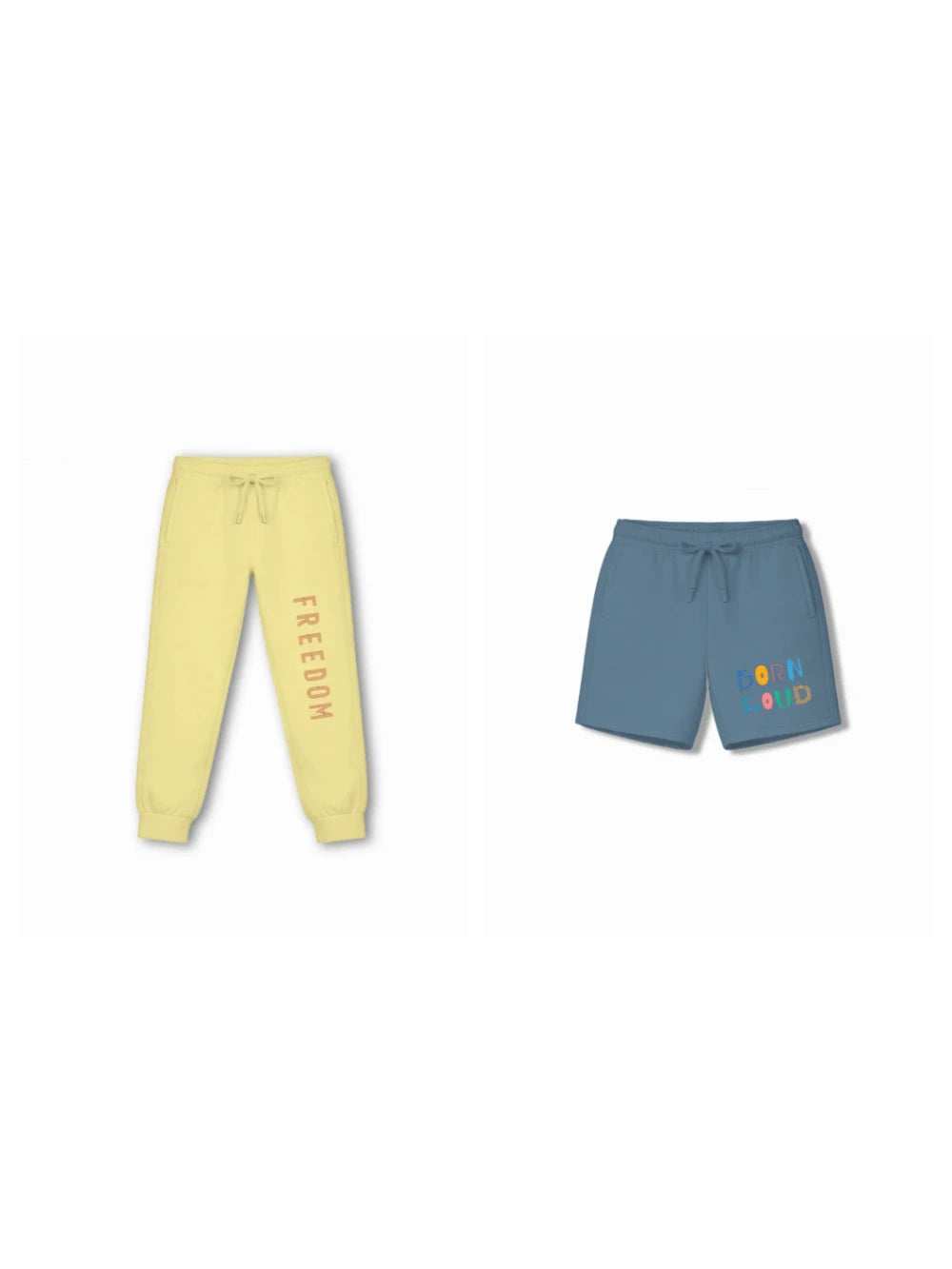 Bambify Kids Bottom 2 Piece Set Born to Ride & Noise Yellow & Dusty Blue 3-4 Years bamboo cotton kids clothing India
