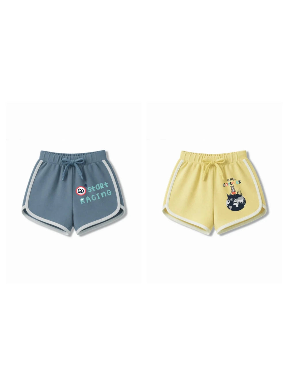Bambify Kids Bottom 2 Piece Set F1 Racing & France Dusty Blue & Yellow 5-6 Years bamboo cotton kids clothing India