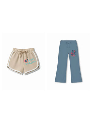 Bambify Kids Bottom 2 Piece Set F1 Racing & Cheetah Beige & Dusty Blue 3-4 Years bamboo cotton kids clothing India