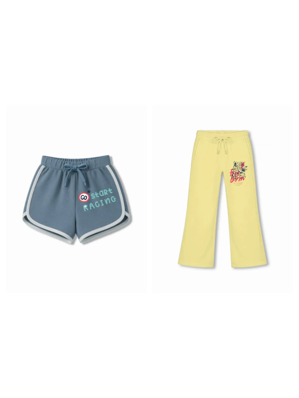 Bambify Kids Bottom 2 Piece Set F1 Racing & Cheetah Dusty Blue & Yellow 3-4 Years bamboo cotton kids clothing India