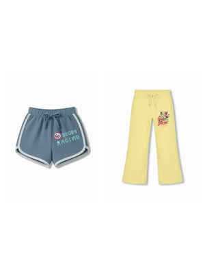 Bambify Kids Bottom 2 Piece Set F1 Racing & Cheetah Dusty Blue & Yellow 3-4 Years bamboo cotton kids clothing India