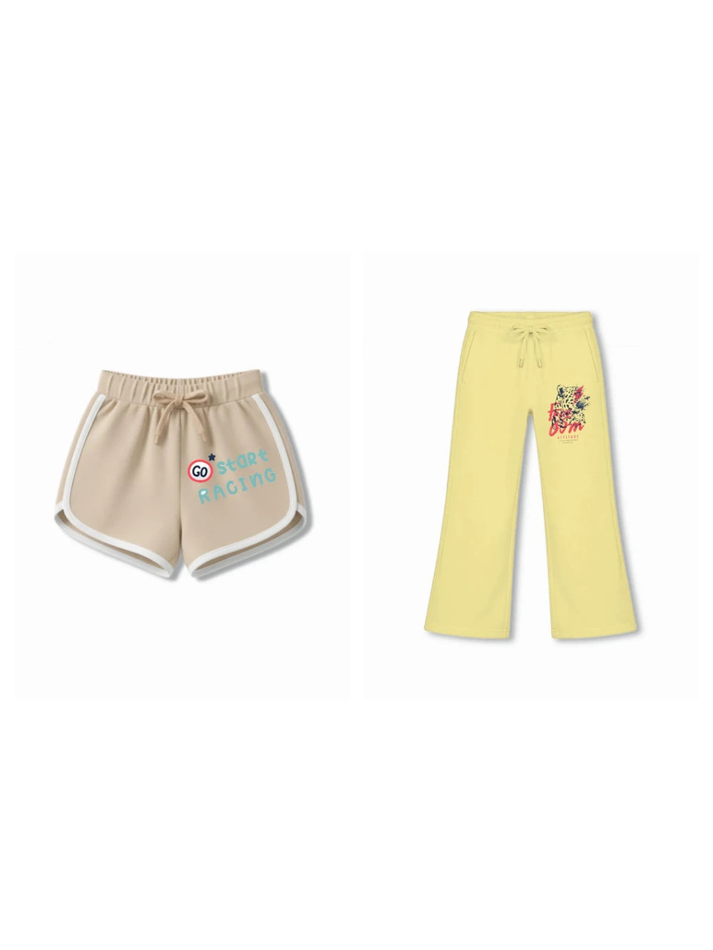Bambify Kids Bottom 2 Piece Set F1 Racing & Cheetah Beige & Yellow 9-10 Years bamboo cotton kids clothing India