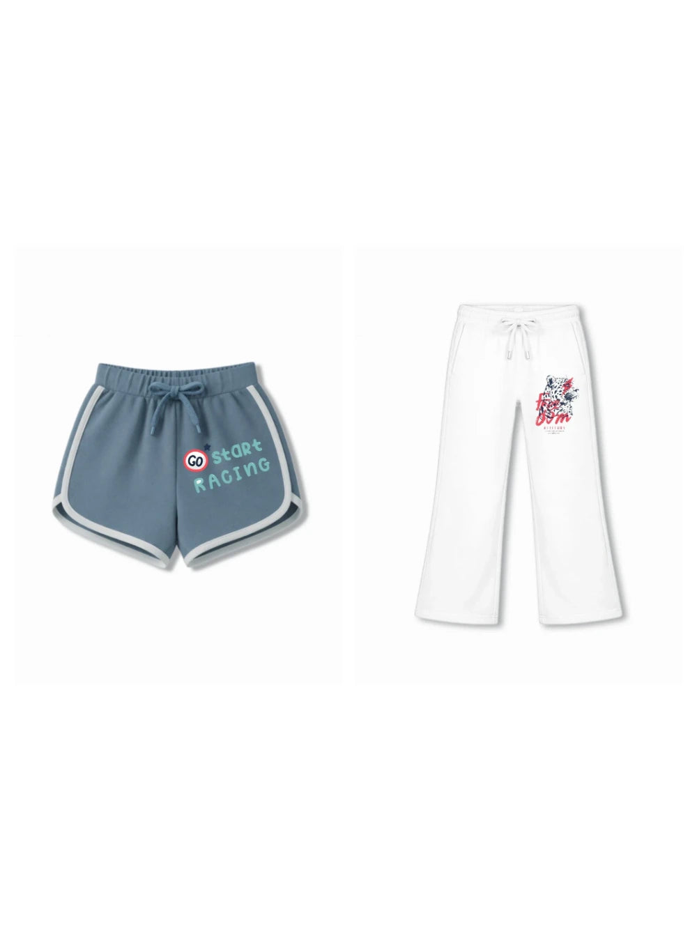 Bambify Kids Bottom 2 Piece Set F1 Racing & Cheetah Dusty Blue & White 9-10 Years bamboo cotton kids clothing India