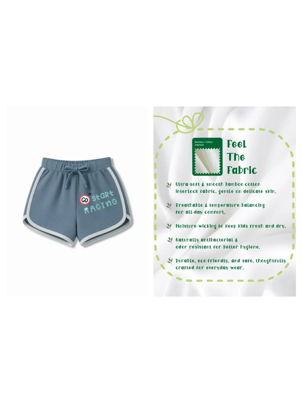 Bambify Kids Bottom 2 Piece Set F1 Racing & Unicorn Dusty Blue & Light Blue 3-4 Years bamboo cotton kids clothing India