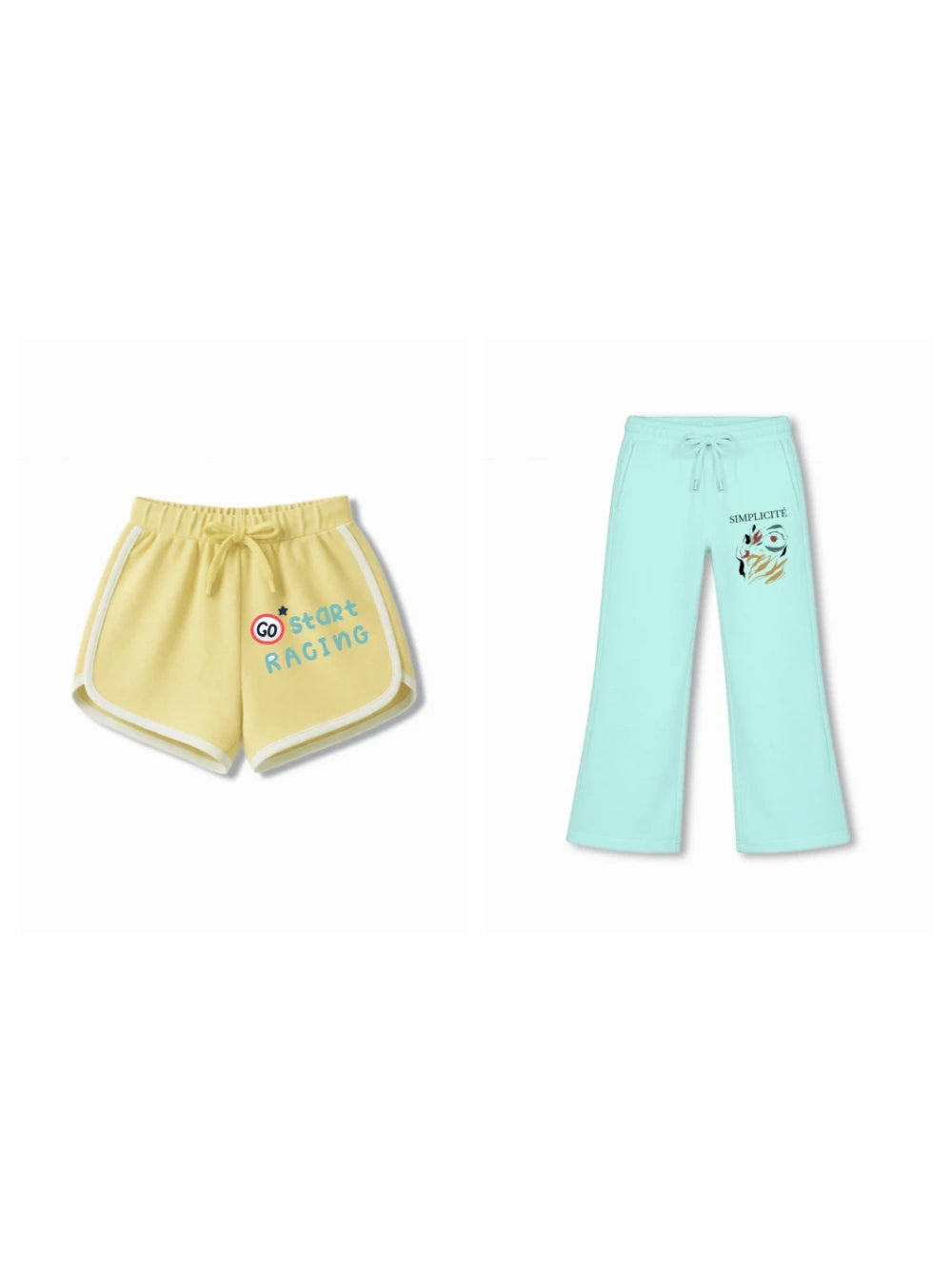 Bambify Kids Bottom 2 Piece Set F1 Racing & Art Yellow & Light Blue 5-6 Years bamboo cotton kids clothing India