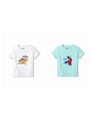 Bambify Kids T-Shirt Set The Lion & BMX Racing White & Light Blue 3-4 Years bamboo cotton kids clothing India