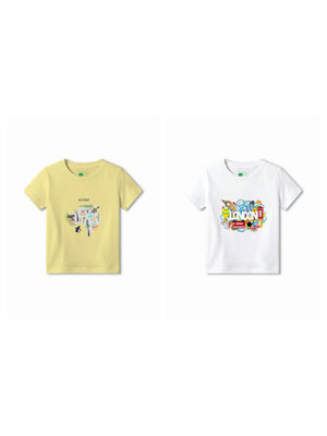 Bambify Kids T-Shirt Set London & Australia White & Yellow 7-8 Years bamboo cotton kids clothing India