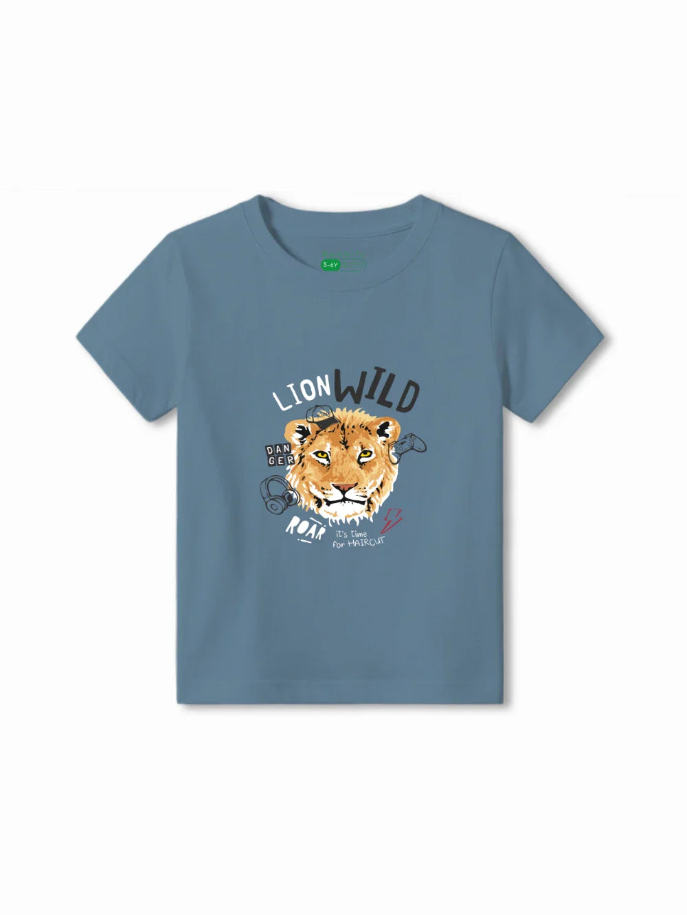 The Lion Dusty Blue & Yellow Kids Shorts Set Size 5-6 Bamboo Cotton ‚ Bambify India