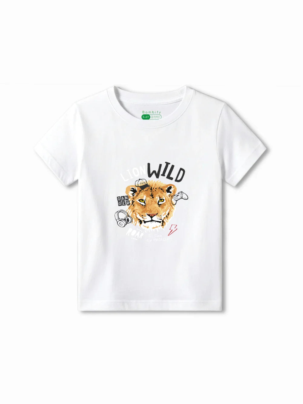The Lion White & Beige Kids Shorts Set Size 5-6 Bamboo Cotton ‚ Bambify India