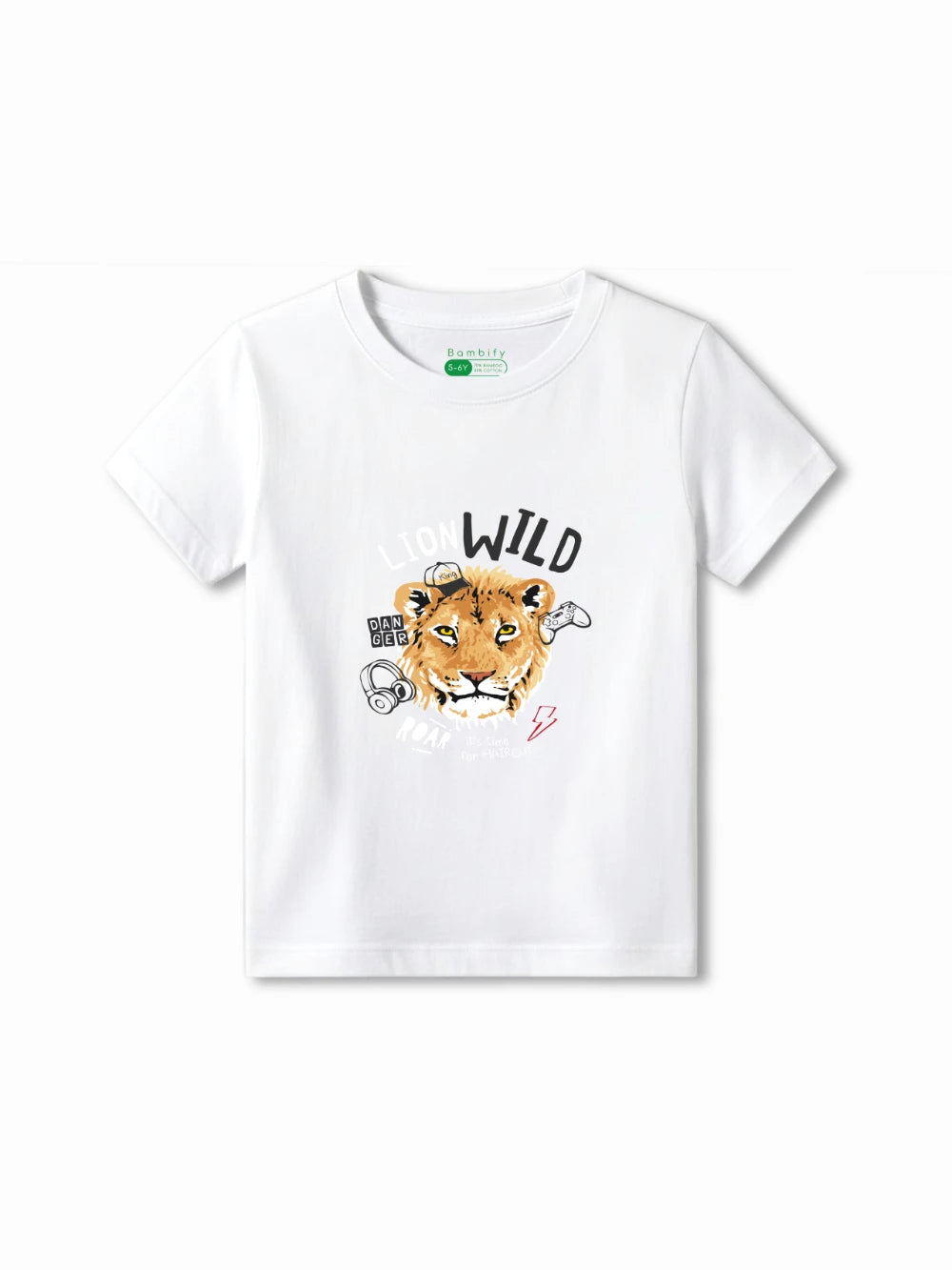 Bambify Kids T-Shirt Set Super Fast & The Lion Light Blue & White 3-4 Years bamboo cotton kids clothing India