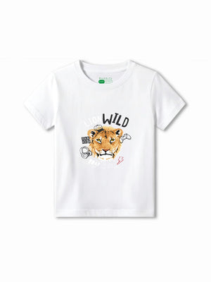 Bambify Kids T-Shirt Set The Lion & Taekwondo White & Dusty Blue 9-10 Years bamboo cotton kids clothing India