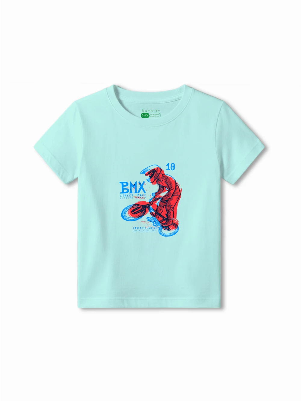 Bambify Kids T-Shirt Set The Lion & BMX Racing White & Light Blue 9-10 Years bamboo cotton kids clothing India