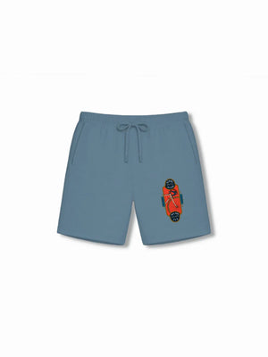 BMX Racing Light Blue & Dusty Blue Kids Tshirt & Shorts Set Size 7-8 Bamboo Cotton ‚ Bambify India