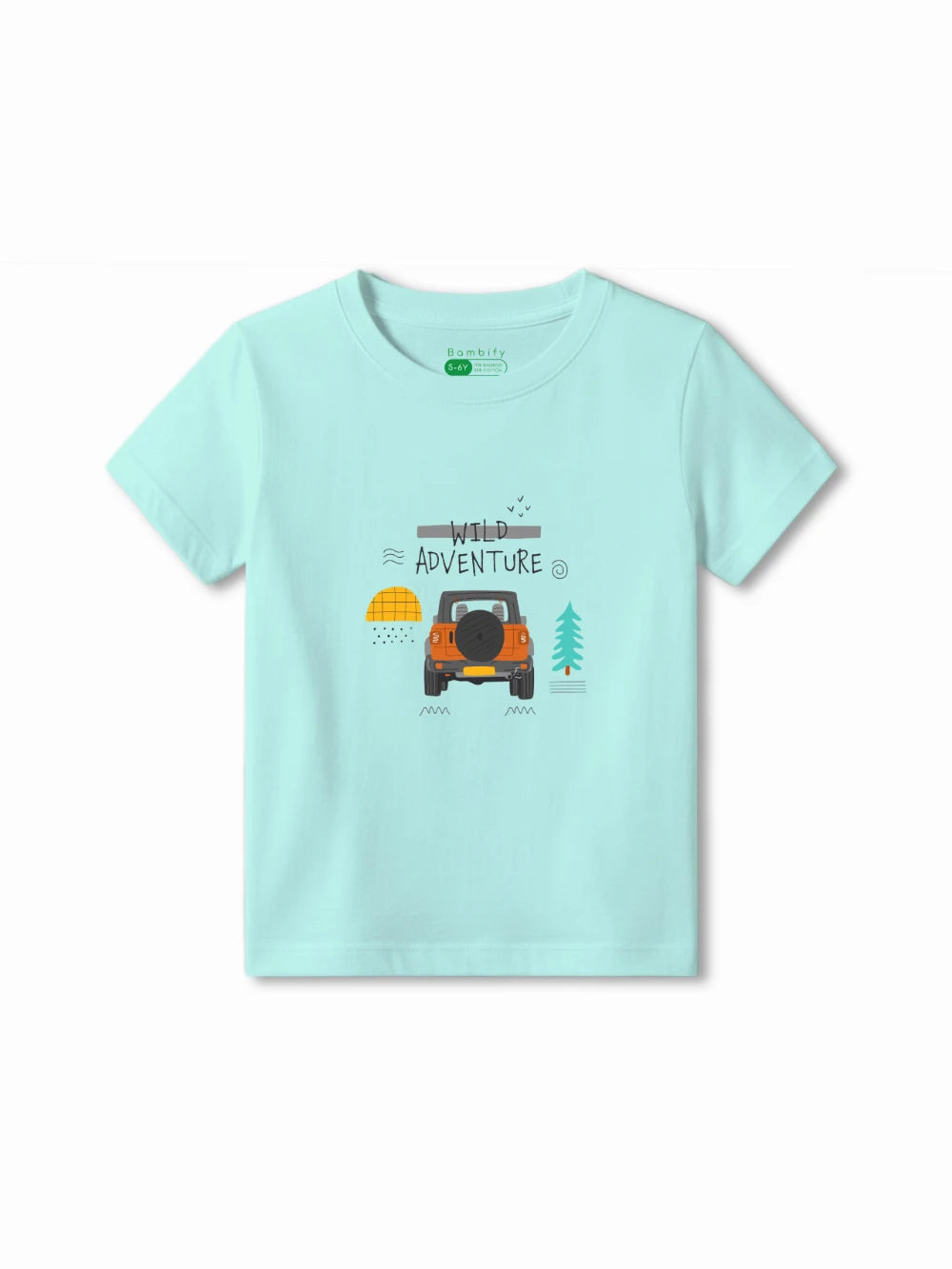 Bambify Kids T-Shirt Set BMX Racing & Wild Adventure Yellow & Light Blue 9-10 Years bamboo cotton kids clothing India